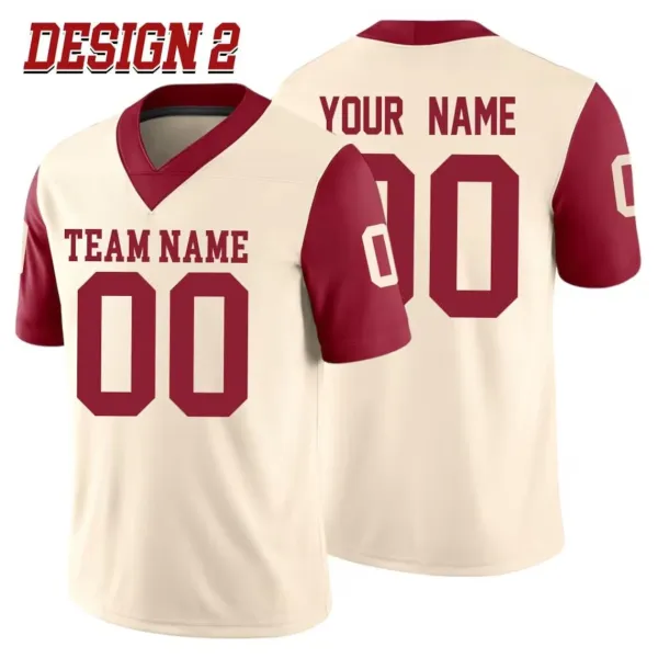 Design Custom Football Jersey Beige and Burgundy Jersey - 1