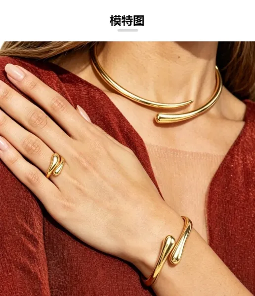 Design Teardrop Open Ring Gold Jewelry - 8