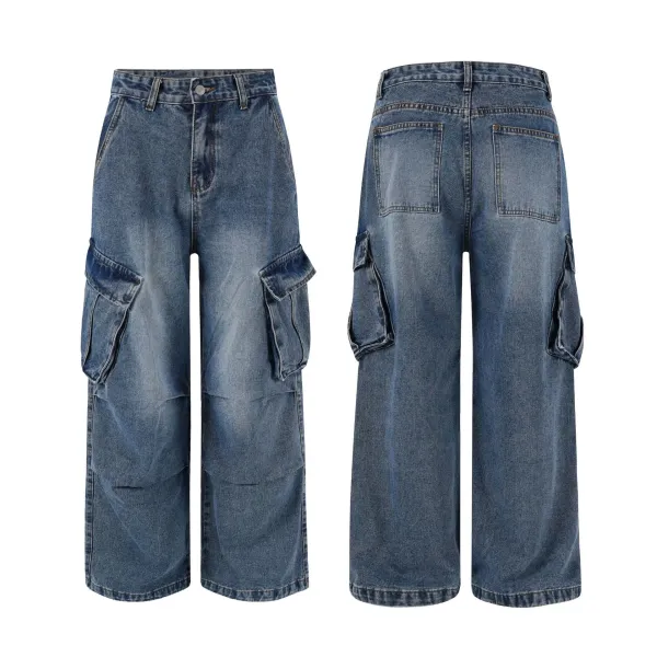 Design Wide-Leg Cargo Pants Distressed Olive Brown - 8