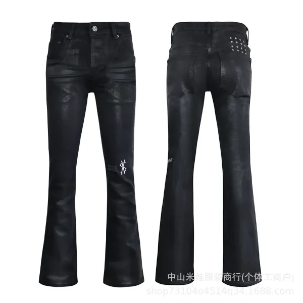 Design Flared White Denim Jeans with Embroidered Graphics - 5