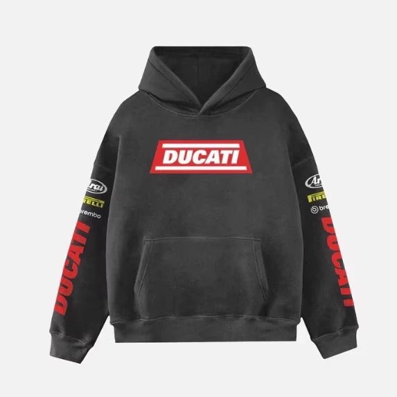 Ducati Hooded Sweatshirt Black Racing Style