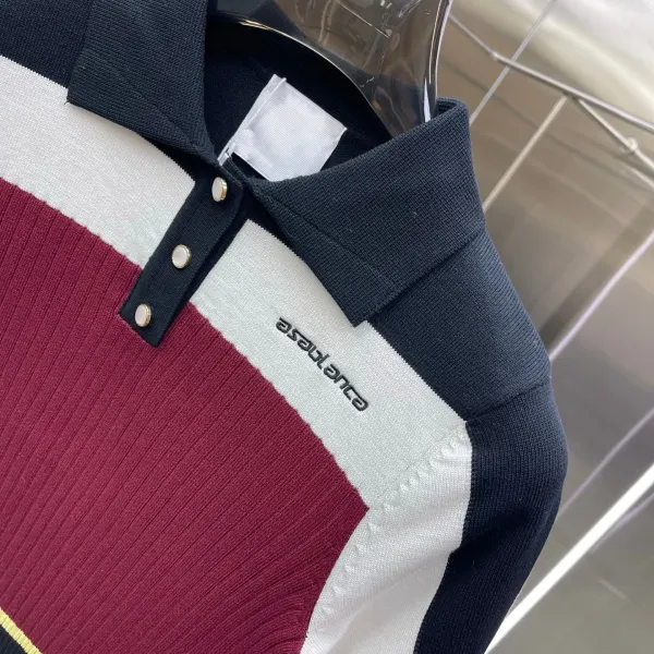 Casablanca Color-Block Knit Polo and Pleated Skirt Set in Navy, Burgundy, White, and Yellow - 5
