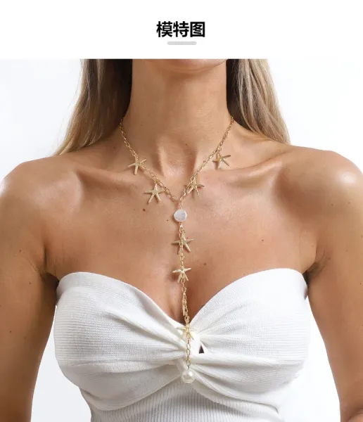 Design Seashell & Pearl Lariat Necklace Gold-Tone Jewelry - 9