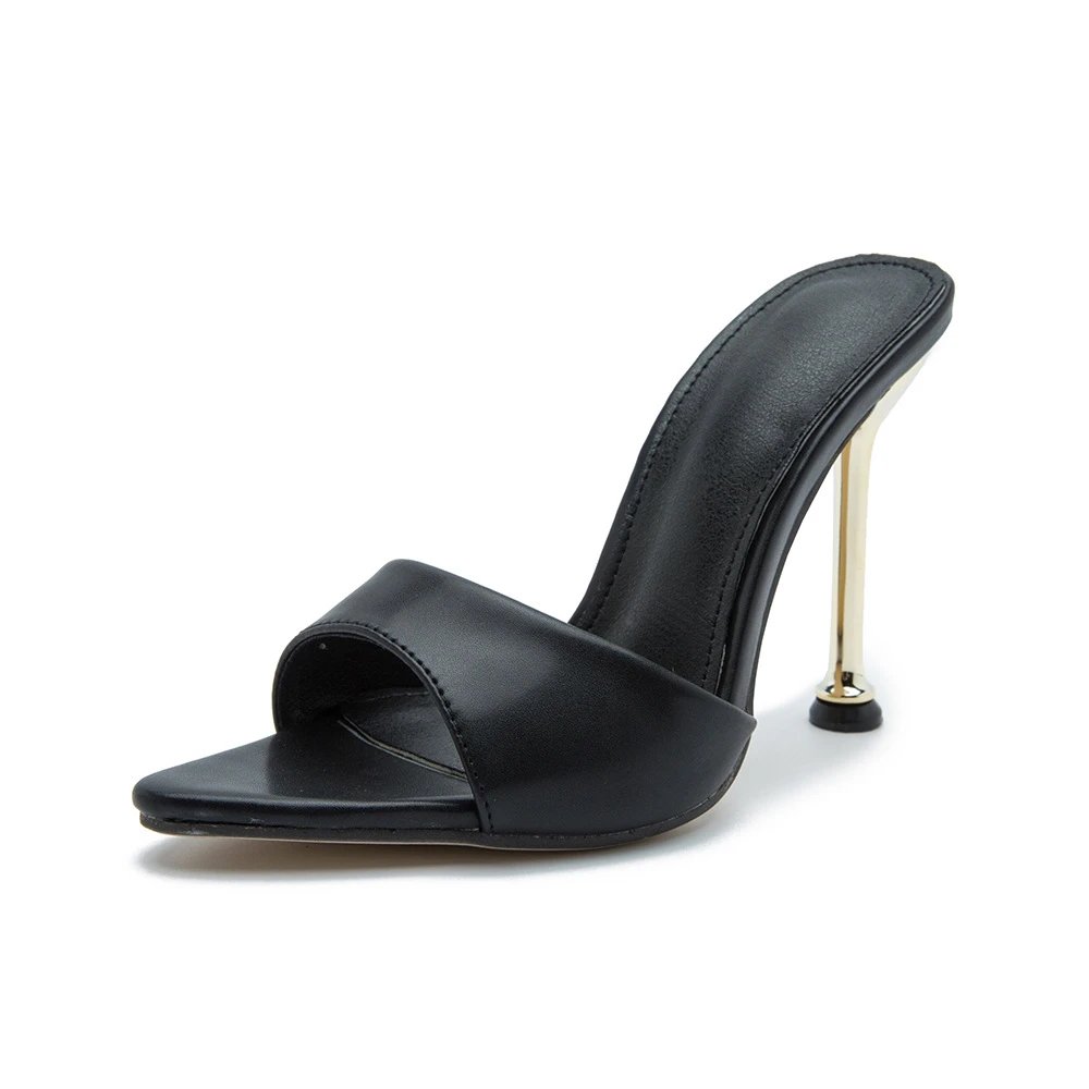 Design Metallic Blue Open-Toe Mule Heels - 22
