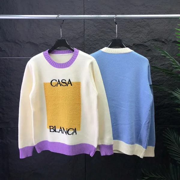 BLANCA Casa Graphic Knit Sweater Beige Purple - 2