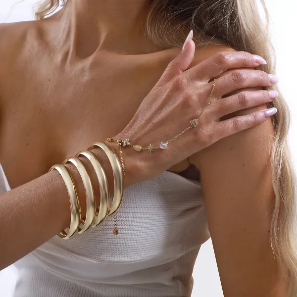 Design Lariat Necklace with Crystal Charms Gold Jewelry - 10