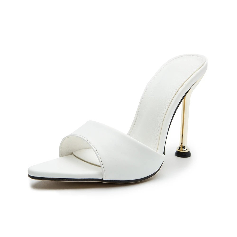 Design Metallic Blue Open-Toe Mule Heels - 26