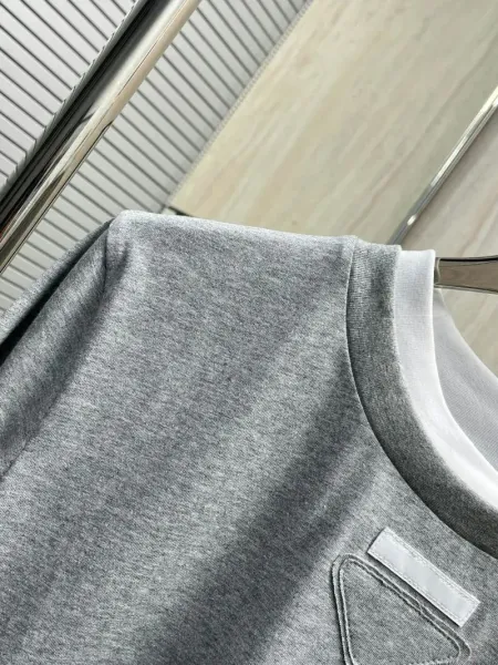 Prada Re-Nylon Triangle Logo T-Shirt Navy and White - 12