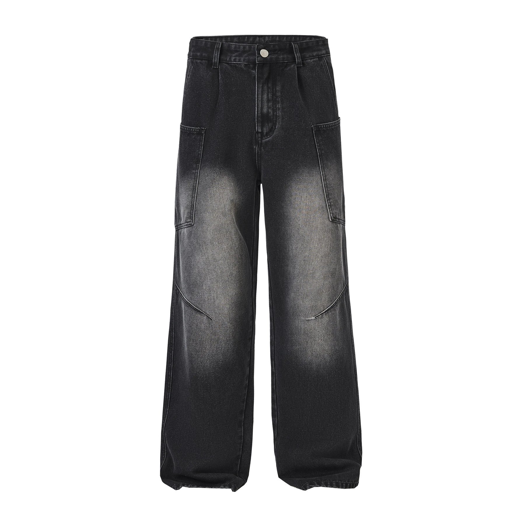 Design Wide-Leg Straight-Cut Black Pants - 24
