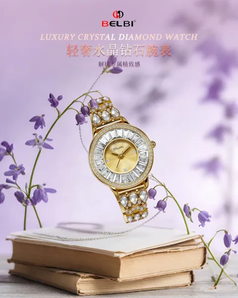 Design Belbi Crystal-Embellished Gold-Tone Quartz Watch Watches - 6