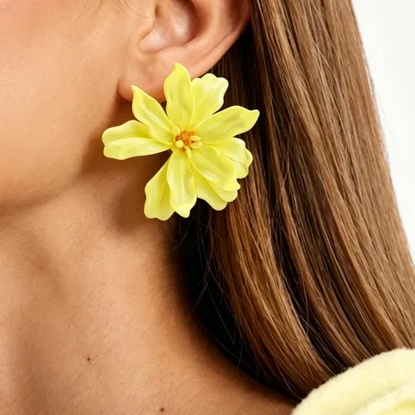 Design Floral Statement Earrings Red Jewelry - 8