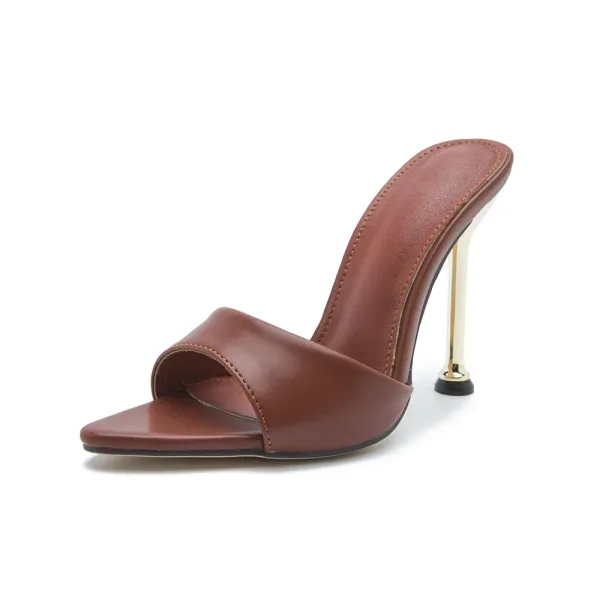 Design Metallic Blue Open-Toe Mule Heels - 36