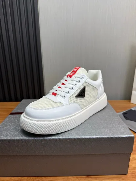 Prada Re-Nylon Sneakers White Red Mesh Sneakers - 5