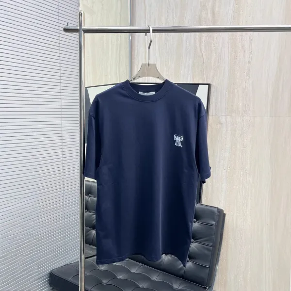 Design Bow Embroidery Crewneck T-Shirt Light Gray - 4