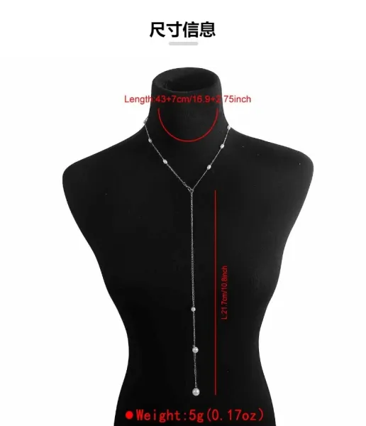 Design Pearl Lariat Necklace Silver Jewelry - 10