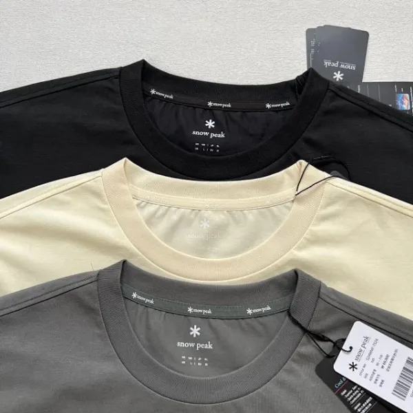 Design Snow Peak Minimal Lifestyle Crew Neck T-Shirt in Gray, Black, and Beige T-Shirts - 27