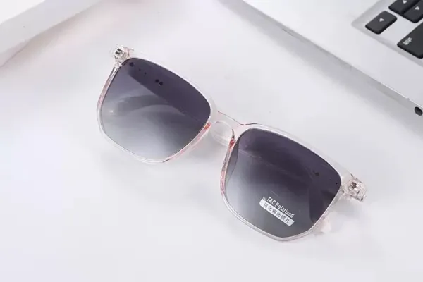 Design TAG Polarized Square Frame Transparent Gradient Sunglasses Eyewear - 1