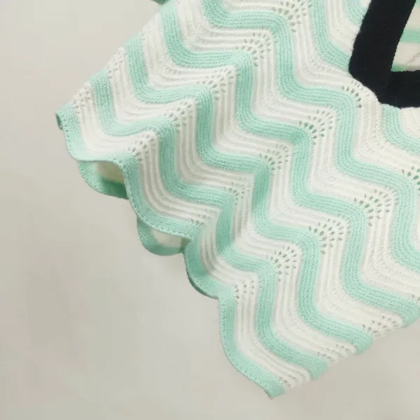 Design Chevron Knit Polo Set Mint Green and White - 9
