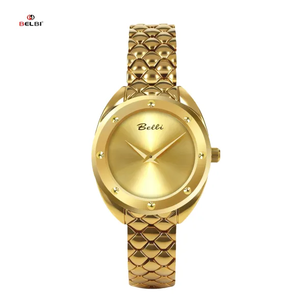 Design Belbi Women's Blue Dial Stainless Steel Watch with Scale-Link Bracelet Watches - 18