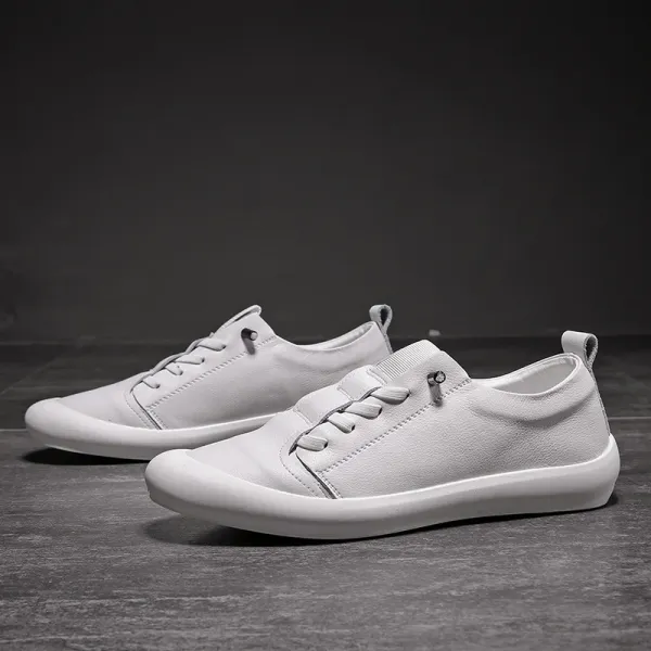 Design Slip-On Leather Sneakers White - 3