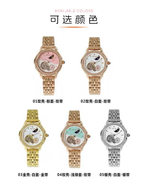 Design BELBI Moon Phase Mechanical Watch Rose Gold Watches - 17