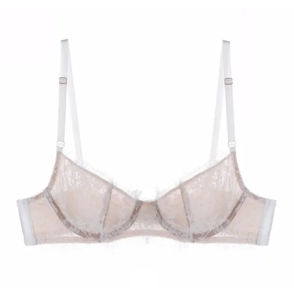 Design Black Floral Lace Demi-Cup Bra Underwear - 11