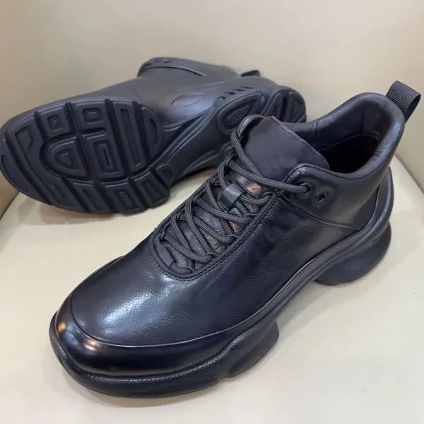 Design Chunky Leather Winter Boots Black - 10