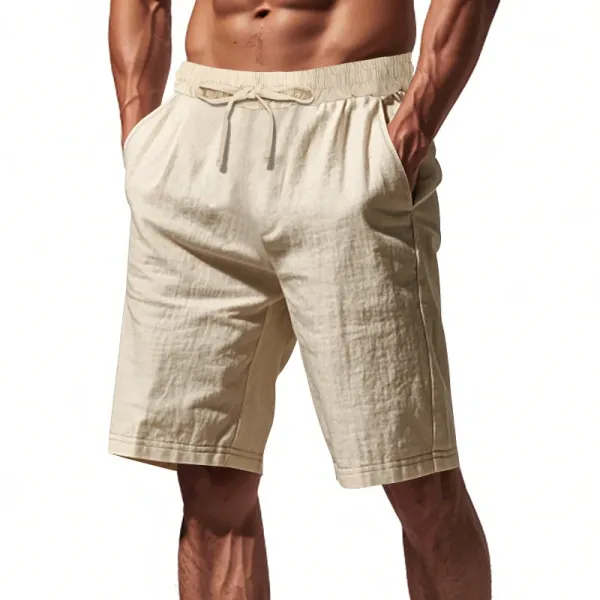 Design Drawstring Waist Shorts White - 56