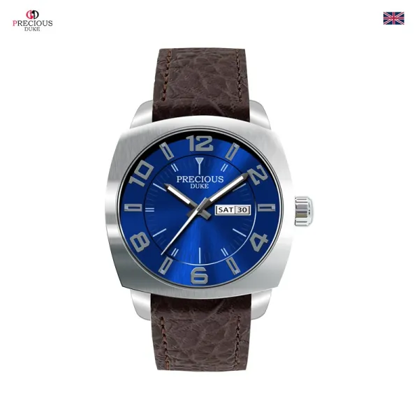 Design Precious Duke Gold-Tone Chrono Watch with Brown Leather Strap Watches - 16