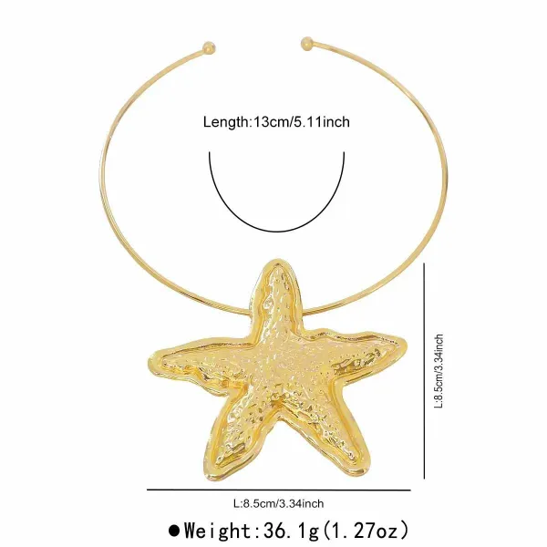 Design Starfish Pendant Choker Necklace Gold Jewelry - 1