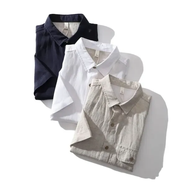 Design Short-Sleeve Button-Up Shirt White - 6