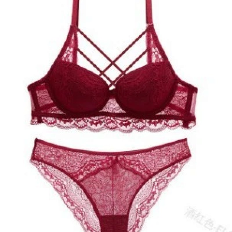 Lace Bralette and Thong Set Purple Underwear