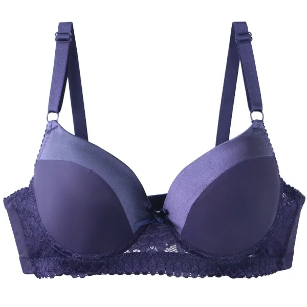 Design Lace Trim Satin Underwire Bra in Dusty Rose Underwear - 7