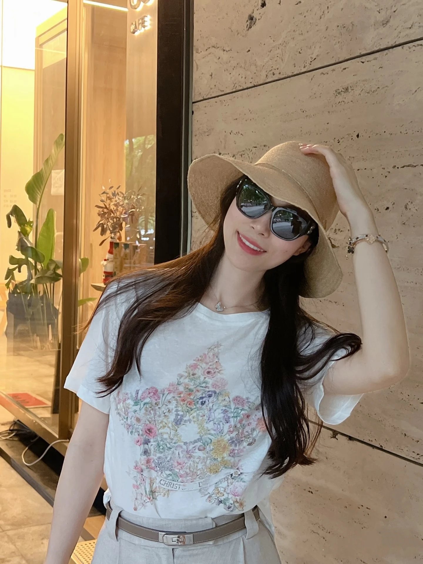 Dior Floral Star Print White T-Shirt - 5