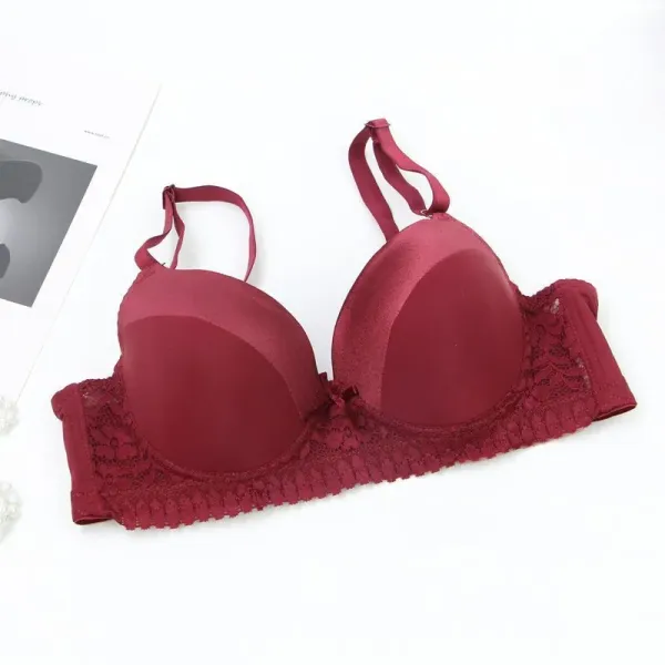 Design Lace Trim Satin Underwire Bra in Dusty Rose Underwear - 20