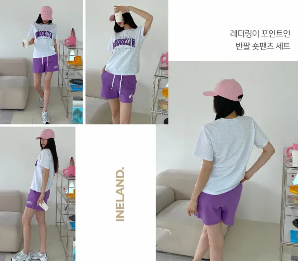 Design Brooklyn EST 1997 Arch Logo T-Shirt and Shorts Set Orange Sets - 3