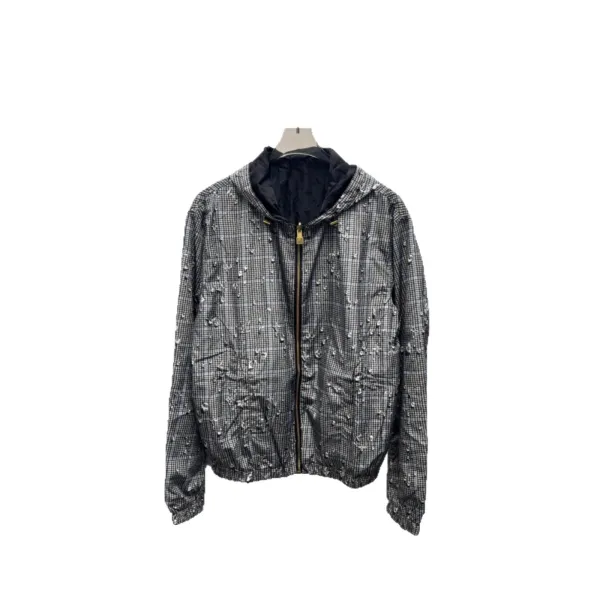 C.P. Company Grid-Print Hooded Windbreaker Gray Outerwear - 1