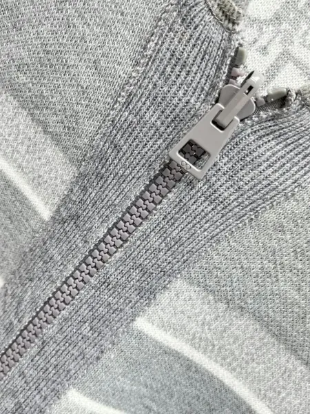 Design Zip-Up Hoodie with Striped Pattern and Printed Lining Gray Hoodie - 14