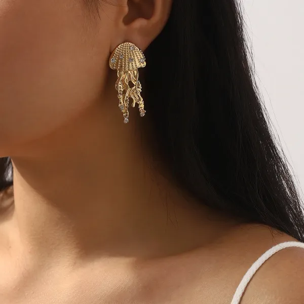 Design Fish Charm Drop Earrings Gold Silver Multicolor Jewelry - 12