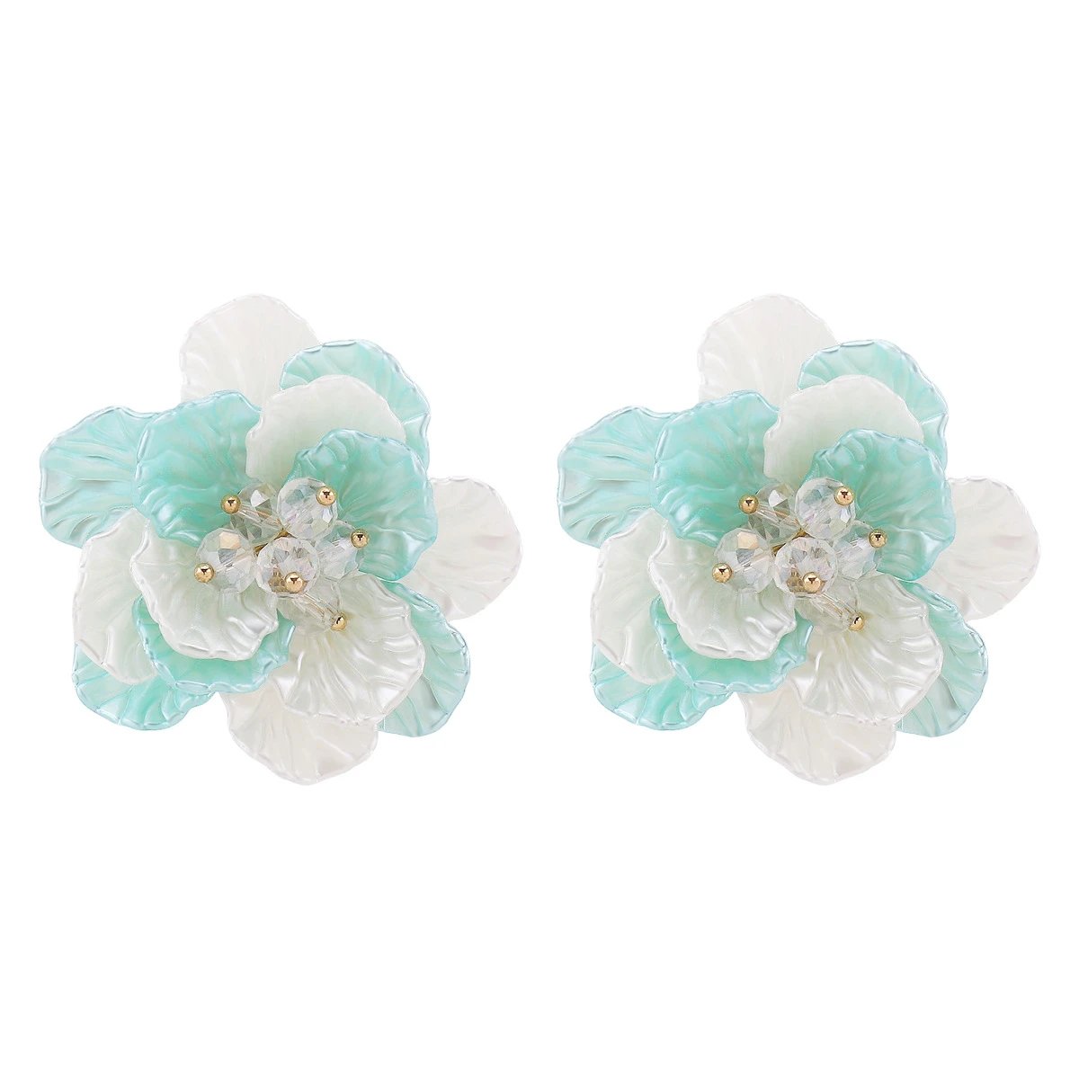 Design Floral Resin Earrings in Mint and White Jewelry