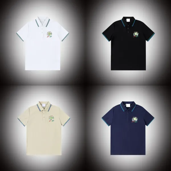 Design Polo Shirt White with Green Trim and Embroidered Graphic Tops Polo - 3