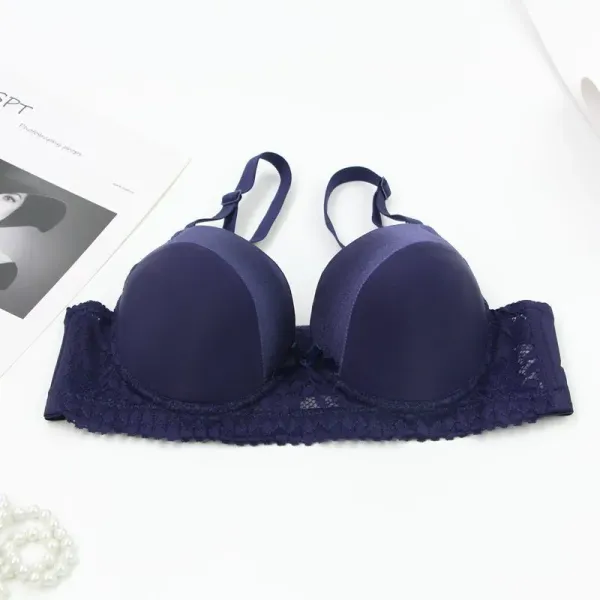 Design Lace Trim Satin Underwire Bra in Dusty Rose Underwear - 30