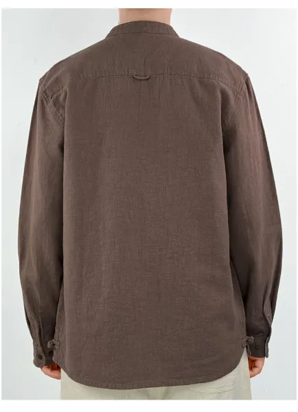 Design Mandarin Collar Jacket Brown Outerwear - 10