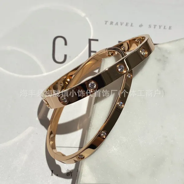Cartier Love Bracelet Narrow Version 6 Diamonds Rose Gold Bracelet Jewelry - 3