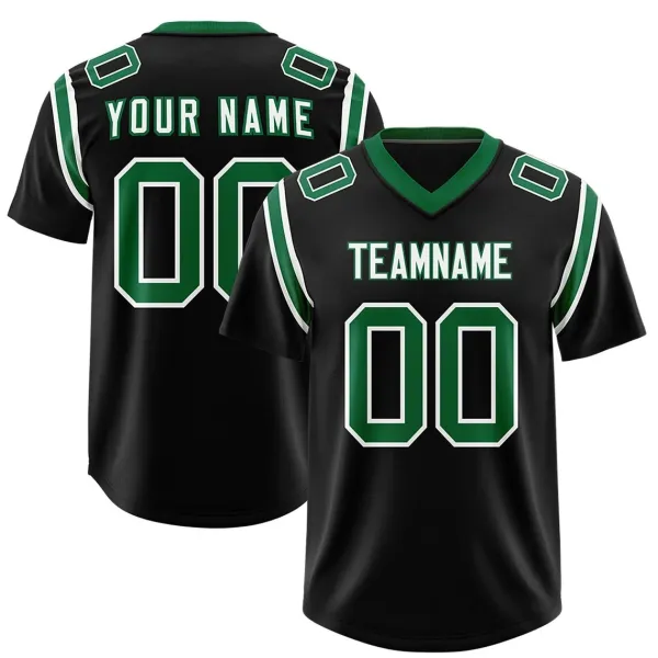 Design Custom Football Jersey Black Green White Jersey - 1