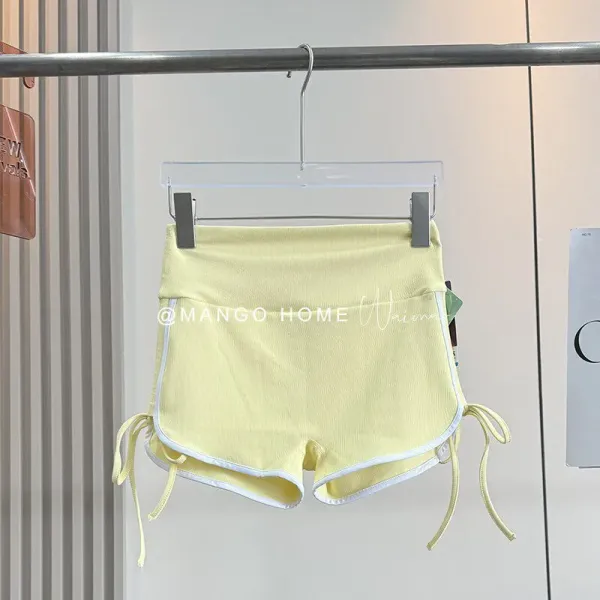 Design Mango Home Ribbed Tie-Side Shorts Light Gray Shorts - 15