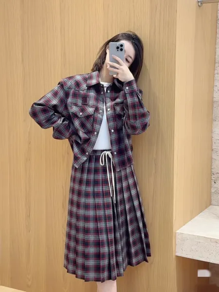 Design Plaid Western Shirt Burgundy Gray Multicolor Shirt Tops Shirt - 4