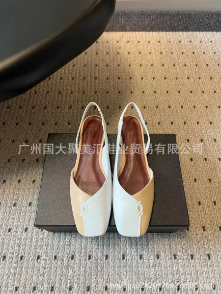 Design Slingback Loafers Black Leather-Suede Hybrid Heels - 14