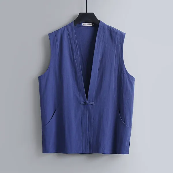 Design Linen-Blend Wrap Vest White - 4