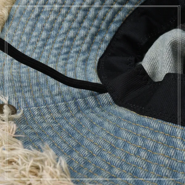 Design Distressed Denim Bucket Hat Black - 11